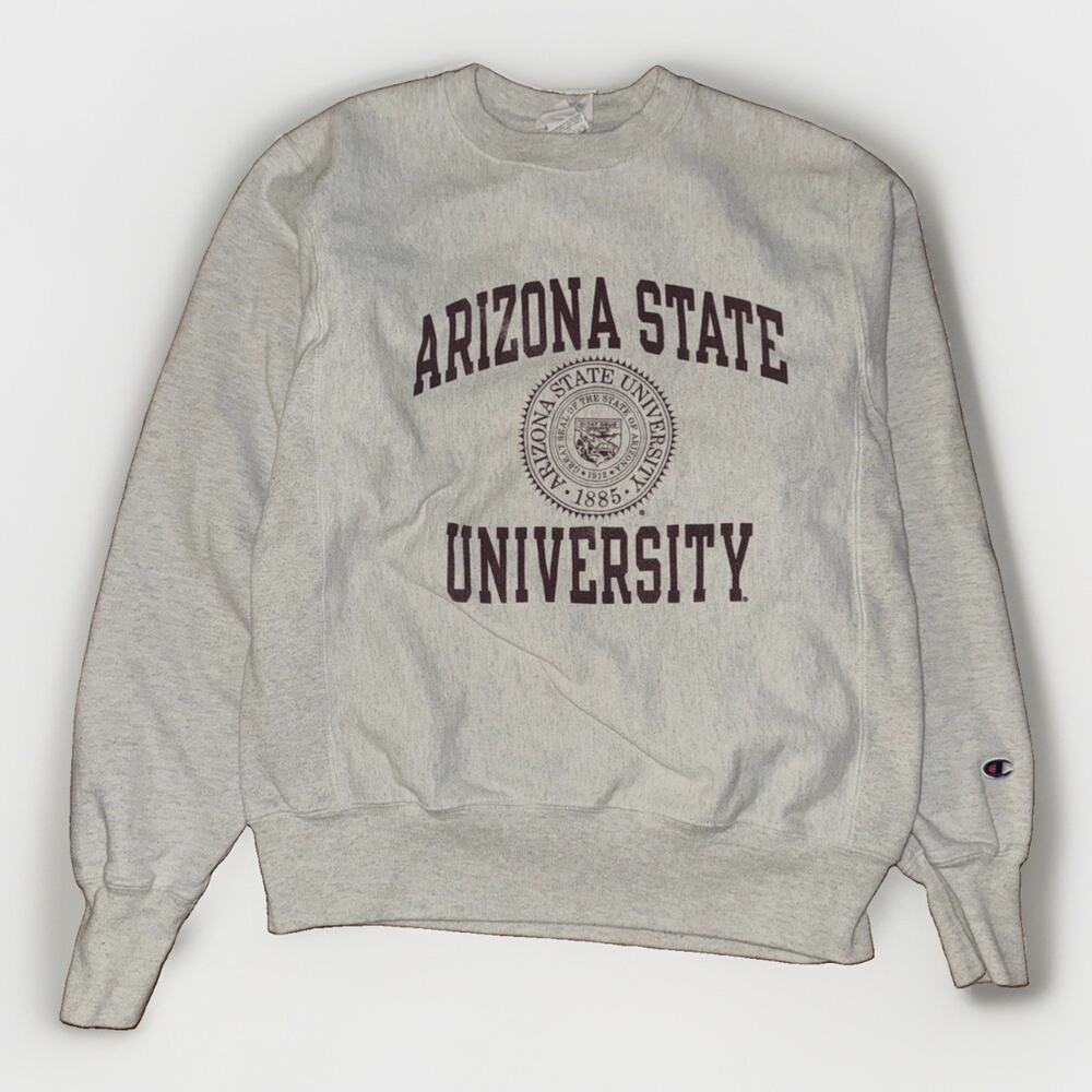 Arizona State Reverse Weave Champion Crewneck Sweater Grey Small 20x24